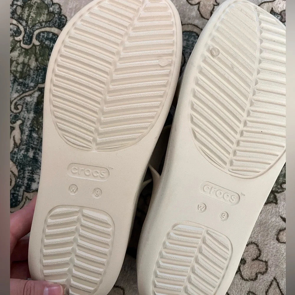 CROCS Women's Strappy Slide Sandals - Cream - Picture 3 of 3